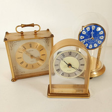3 x Brass Carriage Mantel Desk Clocks Envoy Kern - Parts Only