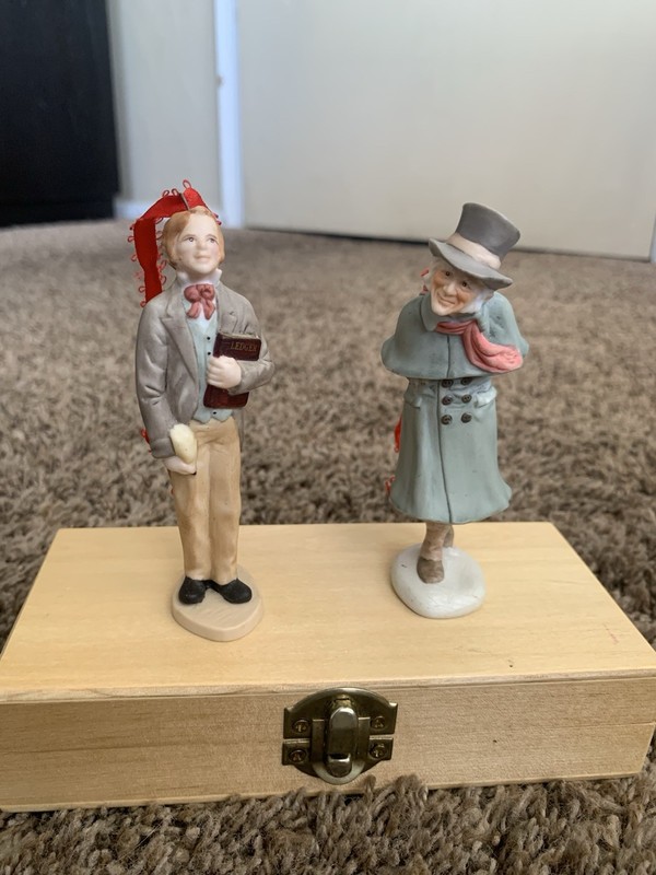 1991 Hallmark Christmas Carol Porcelain Ornaments Ebenezer Scrooge Bob Crachit