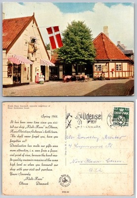 1968 Odense Denmark Klods Hans Souvenir Shop H.C. Andersen House Postcard