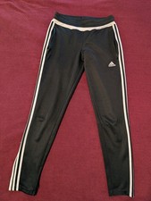 Adidas Track Pants Womens Small 8-10 Black 3 stripe Zip Leg Gym Logo Climacool