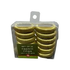 BED BATH & BEYOND Napkin Rings Set Of 12 Gold Fabric Wrapped Elegant Home Decor