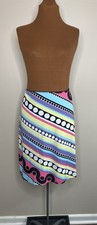Giorgio Fiorlini Playful Print Elastic Waist Midi Skirt Y2K Size Large