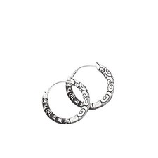 Women Men Sterling Silver Retro Oxidized Hinged Huggie Hoop Earrings 15mm B13