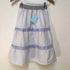 Skirt Girls 6/7 Maxi Blue Stripe Patchwork Ruffle Tiered Mom and Pop's Kids