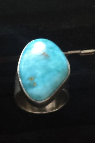 Vintage Navajo Turquoise Silver Ring Size 7.5