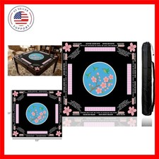 American Mahjong Mat for Table with Printed Instructions 33 x 33 Inch, Hummin...