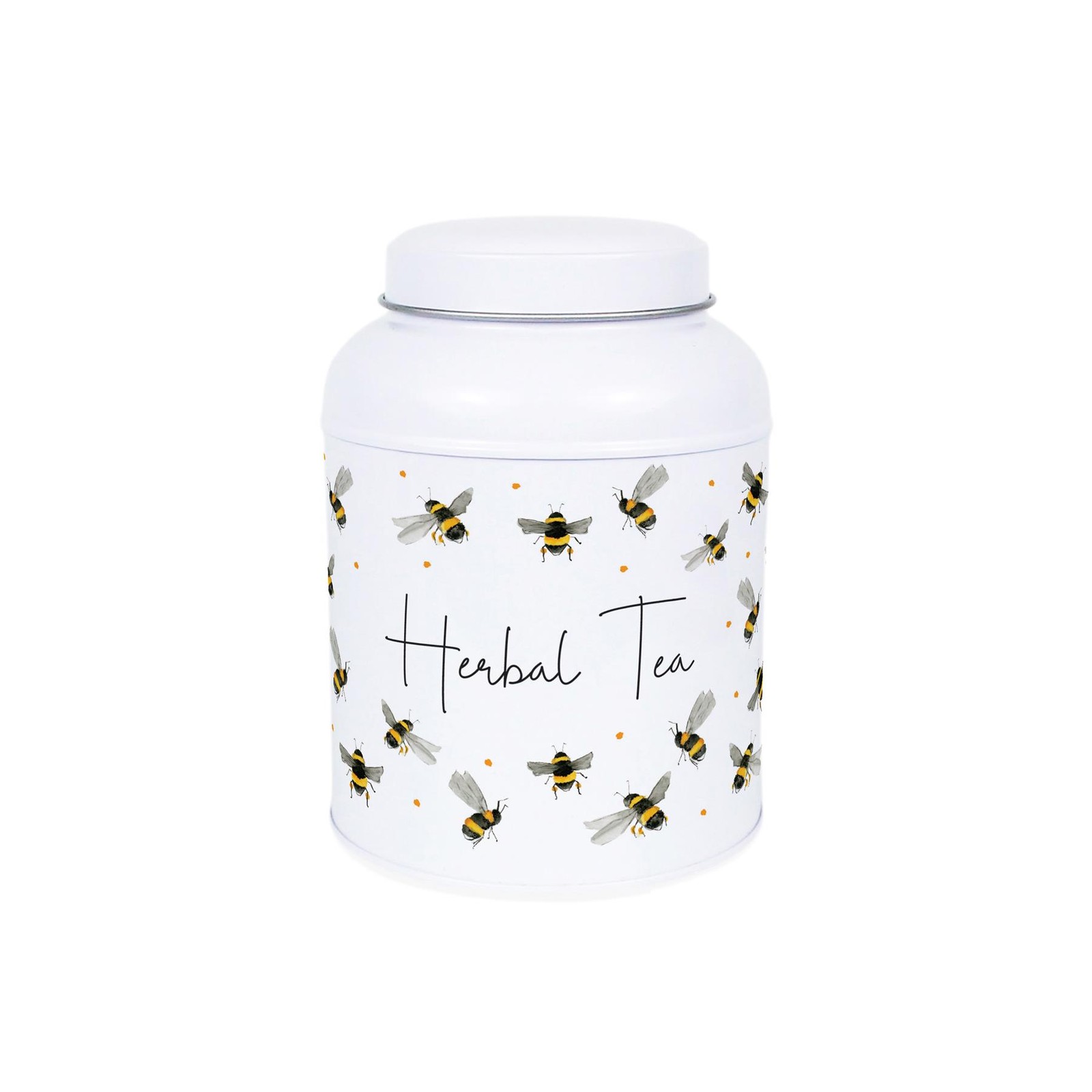 Purely Home Scattered Bees Decaf Canister - Small Dome Lid Kitchen Storage Tin - Herbal Tea - Image 2