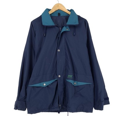 Vintage Helly Hansen Jacket Men Waterproof Blue Hooded Mc6 Size S