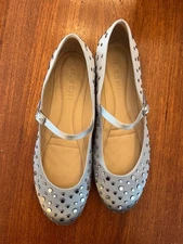 NIB M.Gemi The Anastasia Metal Stud Satin Ballerina Flats Blue 39.5
