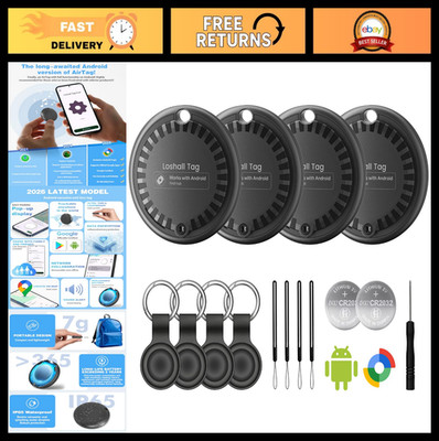 4-Pack Air Tags for Android - IP65 Waterproof Key Trackers, 2-Year Battery Life,