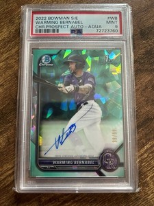 🔥 2022 Bowman Sapphire Autograph Warming Bernabel Aqua /99 PSA9 🔥