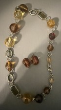 Brown Green Yellow Warm Tones Beaded Necklace and Earrings Jewelry Set