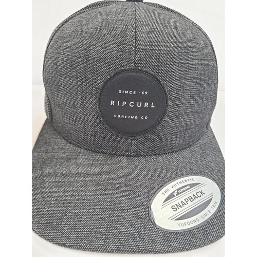 Rip Curl Mens Dark Grey High Profile Yupoong Trucker Snapback Hat Cap 0200