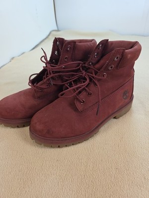 Timberland Premium 6 Inch Waterproof Womens Size 5 Red Nubuck Boots