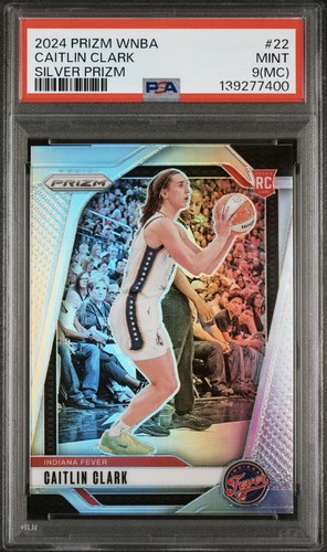 2024 PANINI PRIZM WNBA SILVER PRIZM #22 CAITLIN CLARK ROOKIE RC PSA 9 MC RARE