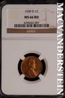 1939-D Lincoln Wheat Cent-Ch Gem BU NGC MS 66 Red Lustrous No Reserve #SLK843