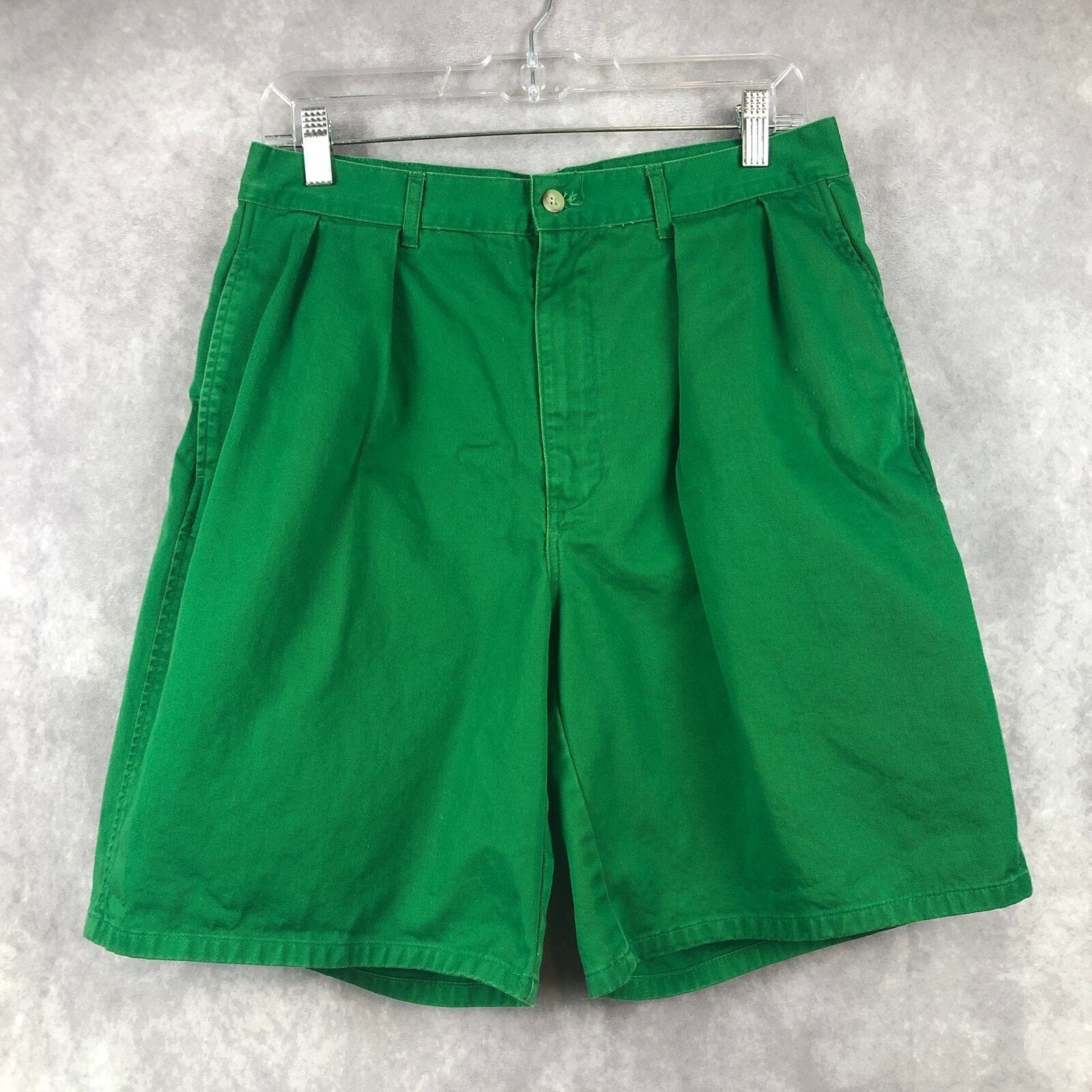 Polo Ralph Lauren Chino Shorts Mens Medium Green Pleated Cotton Golfing Casual