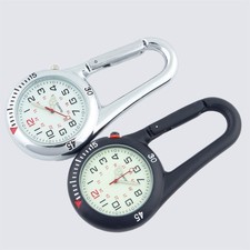 Portable Clip On Carabiner Metal Fob Watch Luminous Dial For Doctor Nurses
