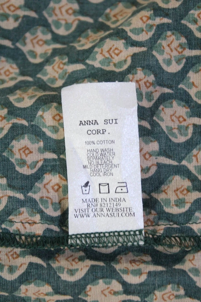 Camiseta sin mangas Anna Sui para mujer de algodón con correa de espagueti estampado floral verde talla 02 Foto 4 de 4