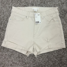 H M Denim Shorts Creamy White Cut Off Sz. 6 New Preppy Beach Grunge
