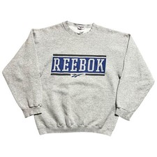 Vintage Reebok Crewneck Sweatshirt L Gray 90s Big Logo Graphic Sportswear