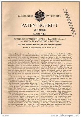 Original Patentschrift - Montague Standley Napier in Lambeth , London , 1900 , M