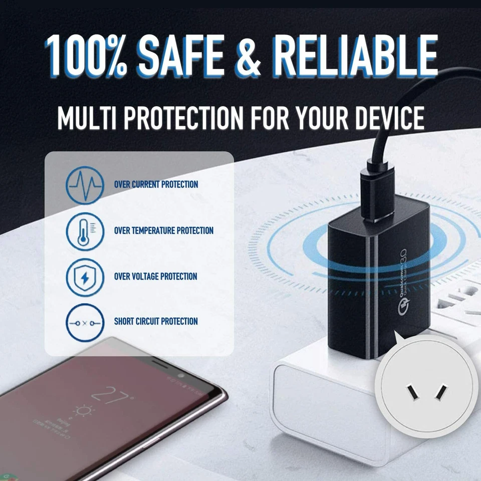 2x 18W Qualcomm Quick Charge QC 3.0 Universal Super Fast USB Wall Charger AU - image 3 of 4