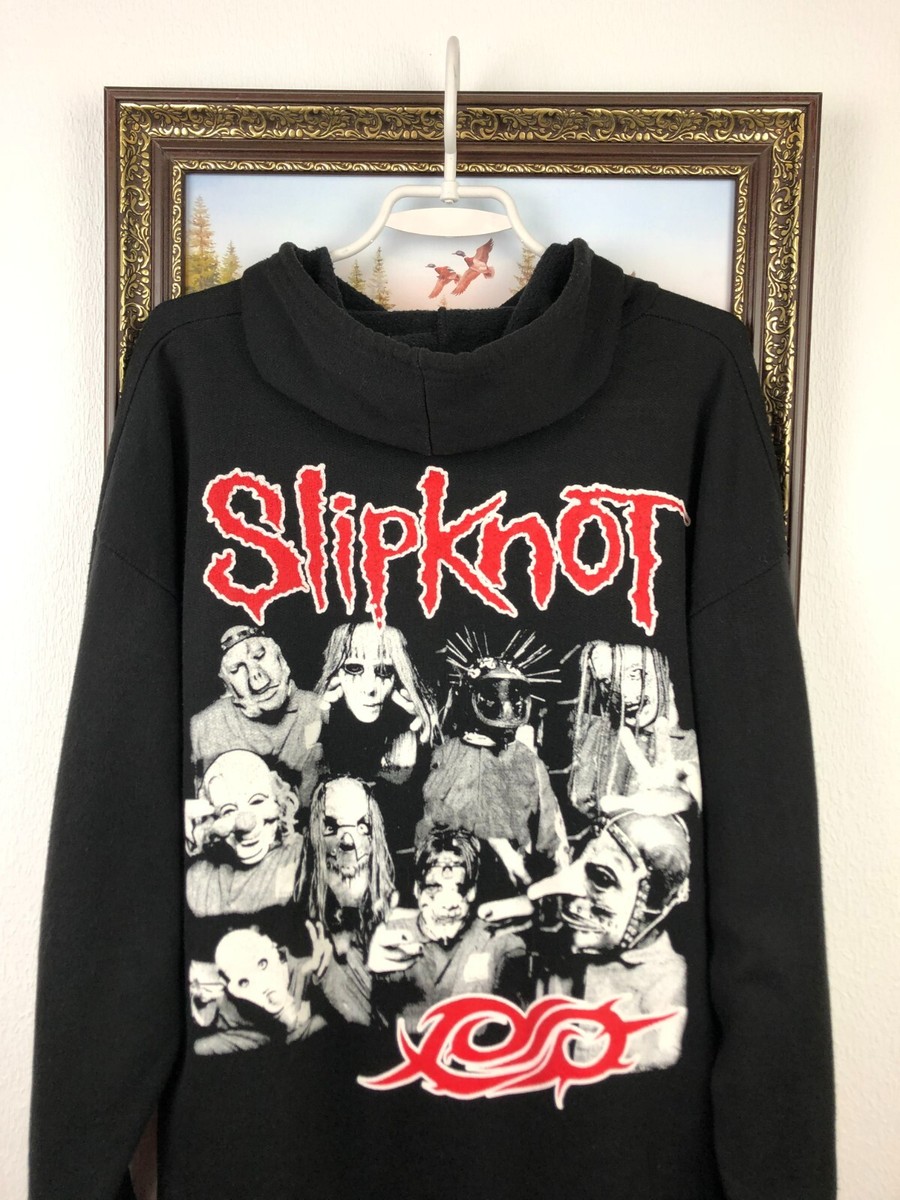 Vintage 90's Slipknot Band Hoodie Over Print Black Iowa Metal Mens