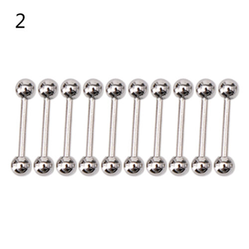 10X Edelstahl Kugelzunge Nabel Brustwarze Langhantelstangen Körper Piercing Ring - $ 6 - Bild 1 von 19