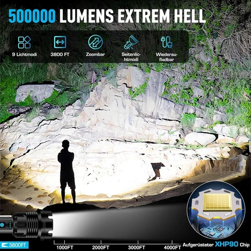8000 Lumen Taschenlampe Set LED Extrem Hell Outdoor Wasserdicht Aufladbar DHL - Bild 4 von 8