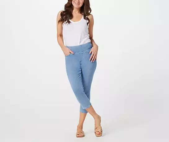 Belle by Kim Gravel - Flexibelle Light Cropped Jeggings Jeans - Light Wash