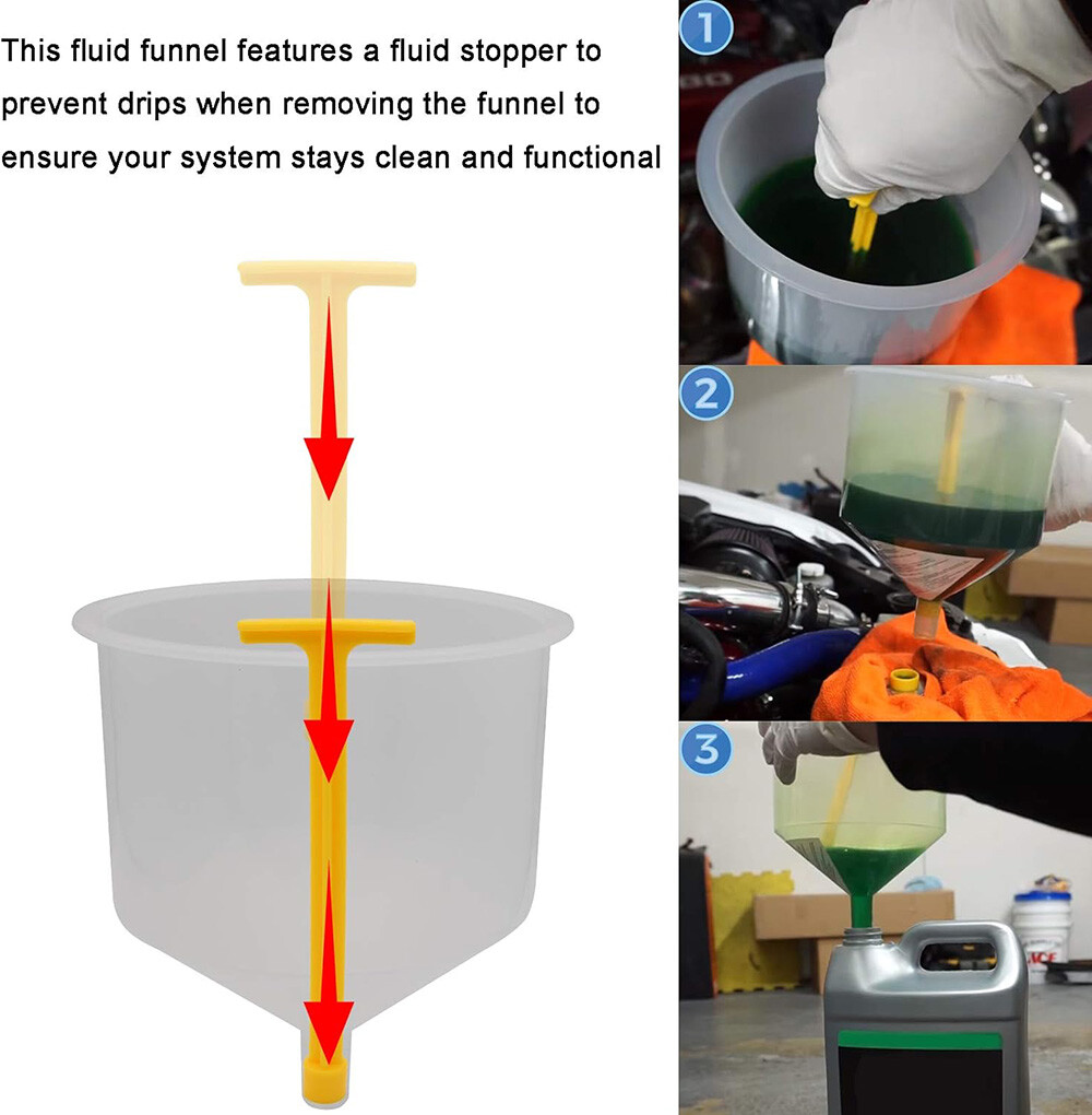 15-Piece Spill Proof Coolant Filling Funnel Kit - Radiator Cooling System Refill Tool Set