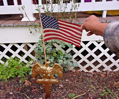 ANT. KNIGHTS OF THE GOLDEN EAGLE FLAG HOLDER, 20 IN. TALL BY  10 IN. WIDE EAGLE