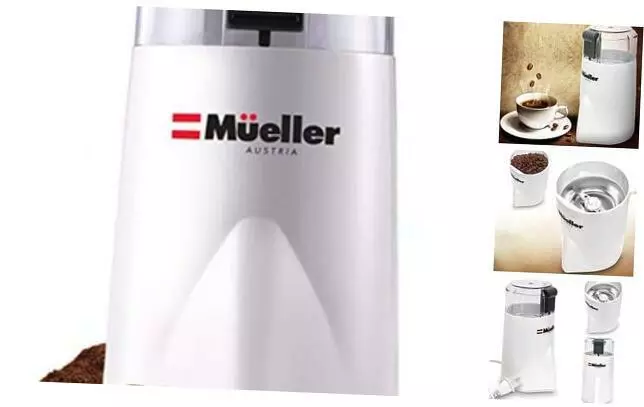 Mueller HyperGrind Precision Electric Spice/Coffee Grinder Mill with White