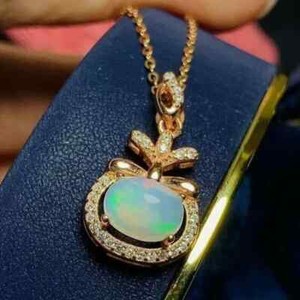 Authentic 2Ct Oval Cut Genuine Fire Opal Fruit Pendant 14K Yellow Gold Plated 18' Chain