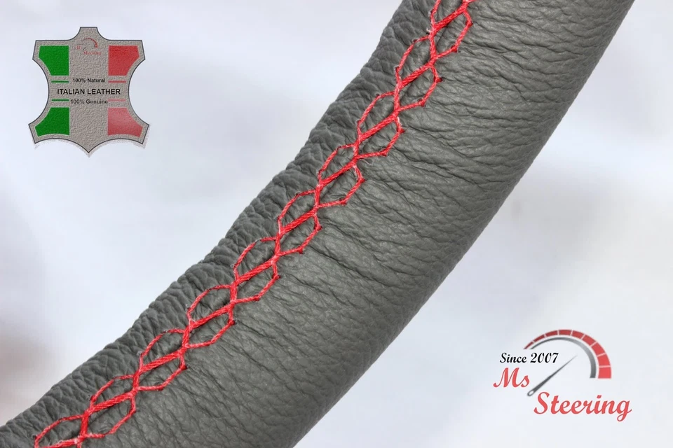 FUR SUZUKI X-90 96-98 GRAU LEDER-LENKRADABDECKUNG, ROT STIT — 第 3/4 张图片