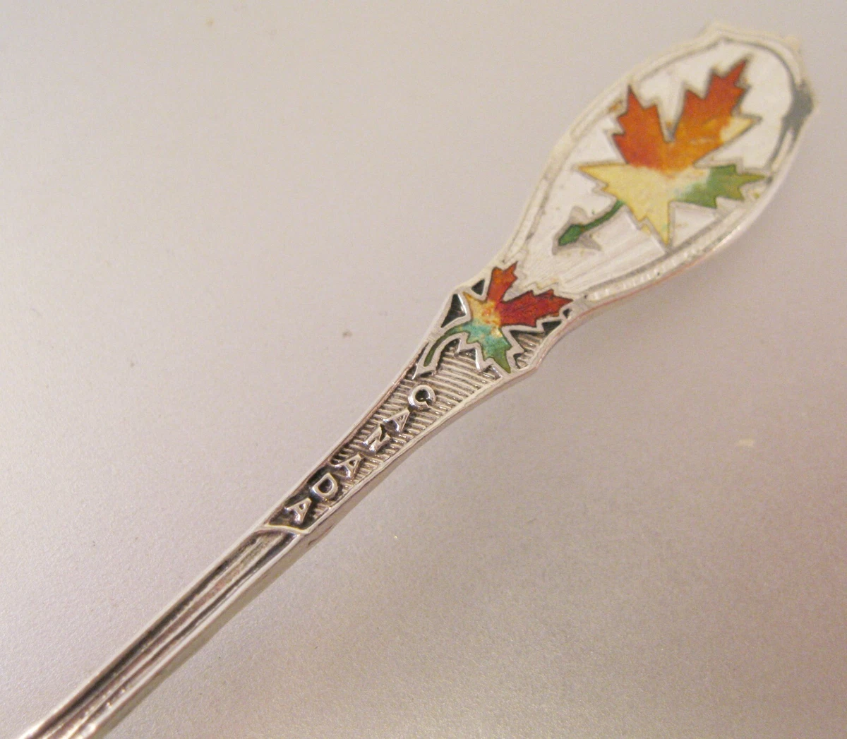 Vintage Kingston Canada Enamel & Sterling Silver Spoon Souvenir Collectible