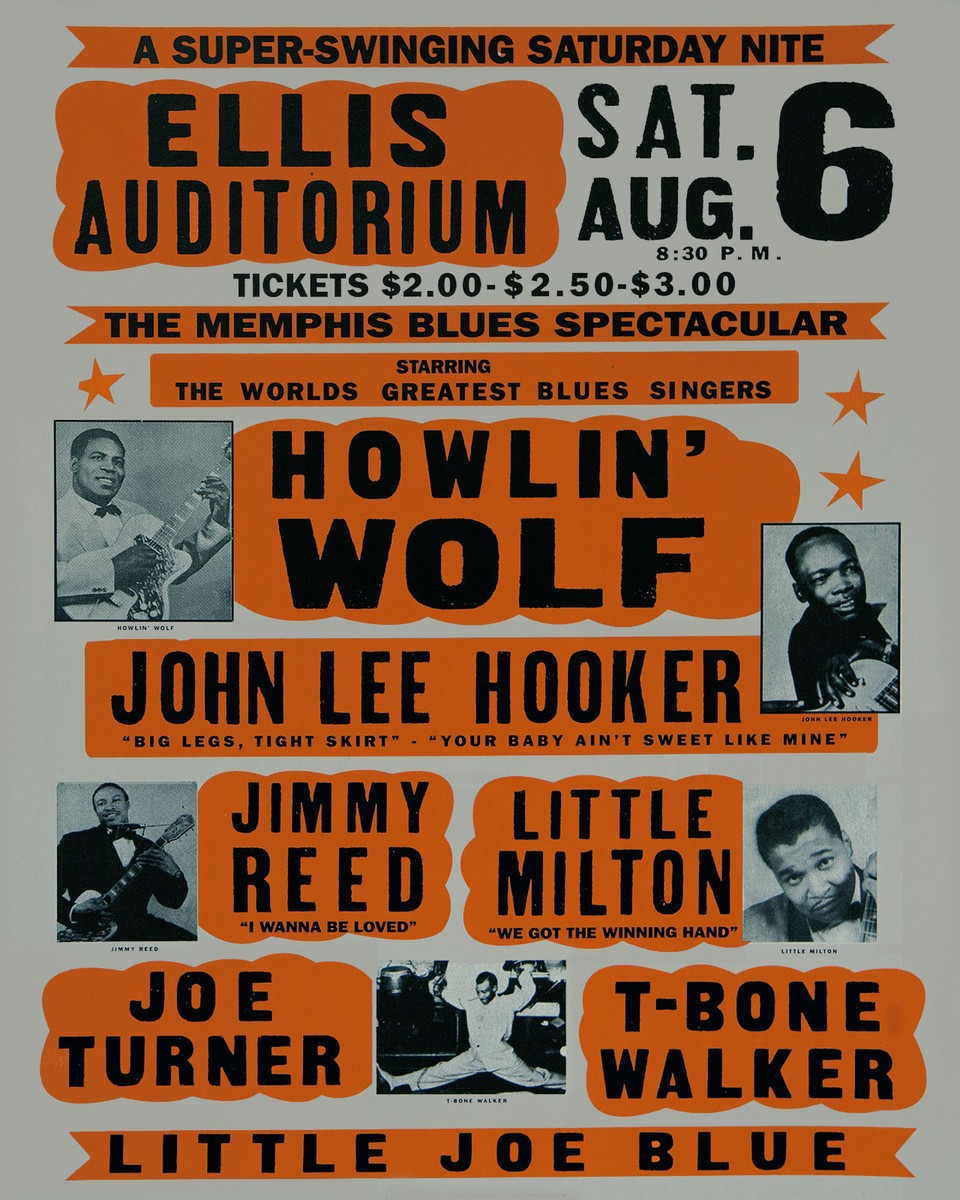 Howlin Wolf - J.L. Hooker - T-Bone Walker Concert Poster - 8x10
