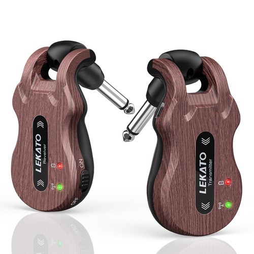 LEKATO Chitarra Wireless Trasmettitore Ricevitore Sistema Basso Set Ricaricabile Marrone - Foto 2 di 8