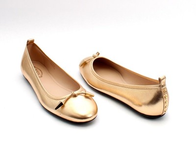 gold ballerina flats