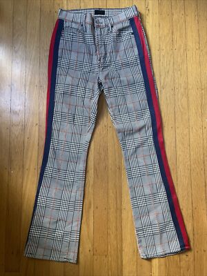 Mother The Insider Plaid Ankle Kick Flair Cropped Pants Size 24