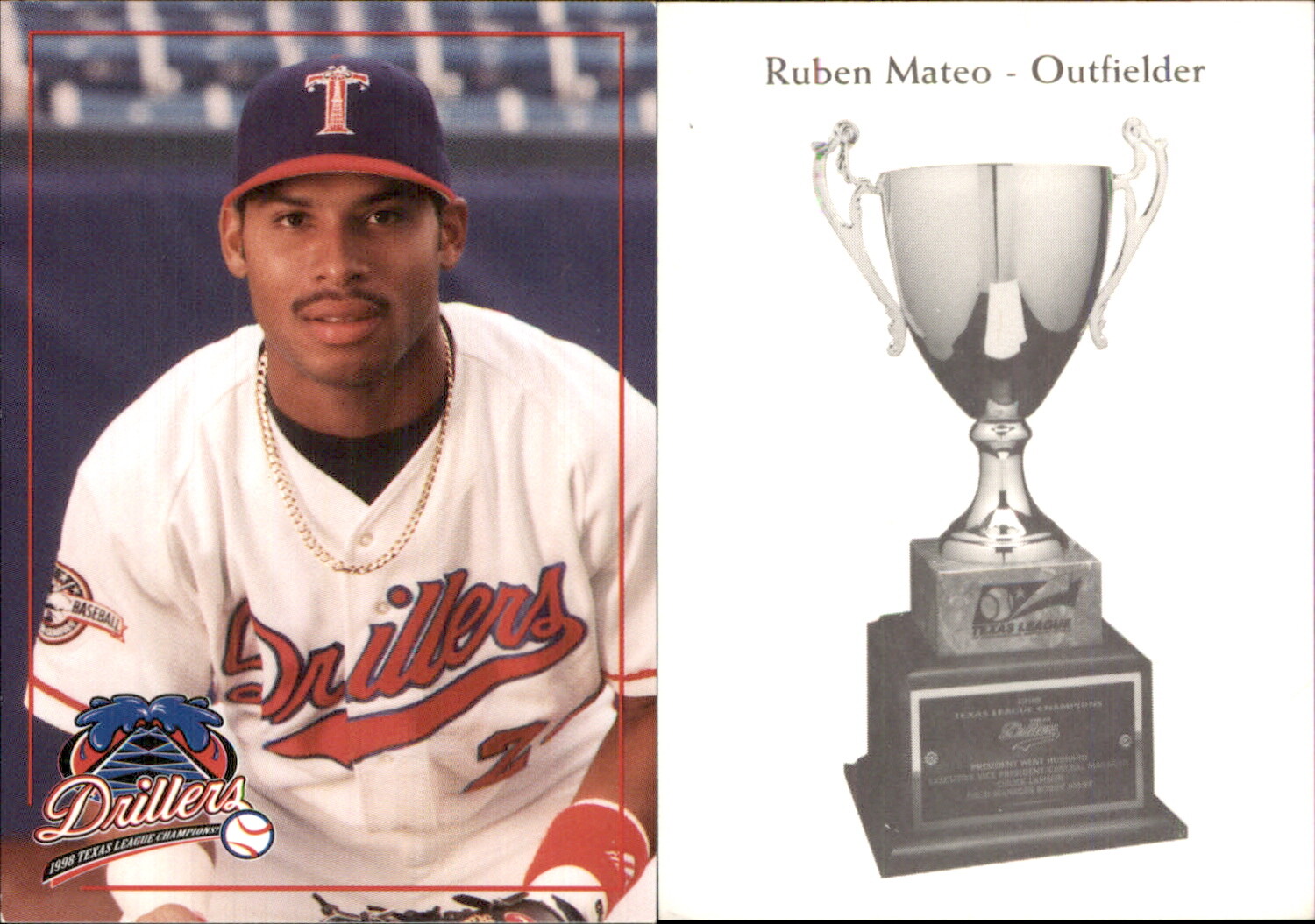 Ruben Mateo 1998 Tulsa Drillers Texas Champions 13 RC Card Tulsa