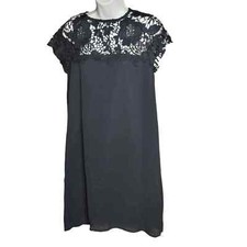 Women's  Black Lace Cap Shoulder Sleeve Cocktail Party Dress Size Small