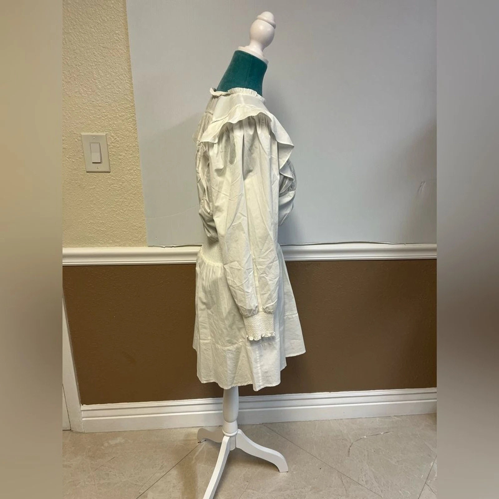 OFF WHITE Mini Abito RAILS Faren Smocked Taglia S Bianco sporco