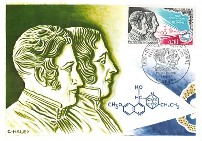 Tarjeta Máximo FDC Francia Pelletier & Caventou Descubrimiento La Quinina 1970