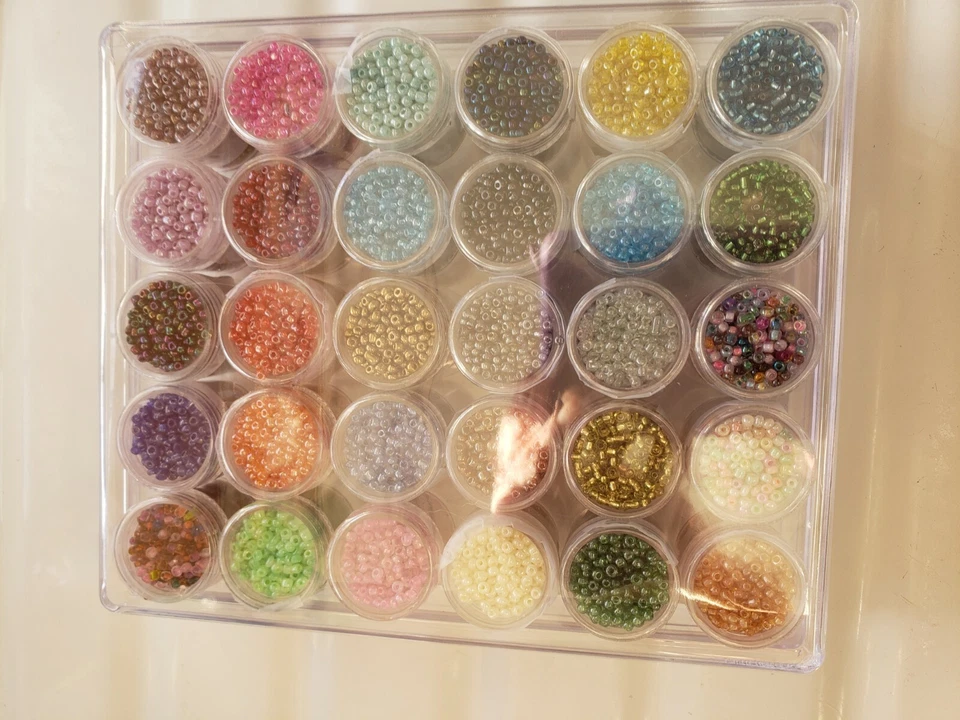 BULK LOT-30 FULL Cylinders -2mm Seed Beads + Container + 30 FREE Charms - Image 4 of 4