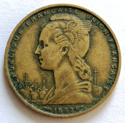 CÔTE FRANÇAISE DES SOMALIS 20 Francs Marianne 1952 en bronze-aluminium-nickel - Photo 1/2