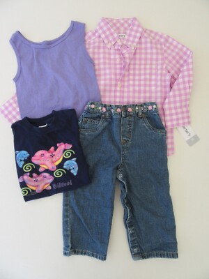 Girls 24m Toddler Jeans Shirts Lot Kids Childs Denim Pants NWT Top L/S Blouse 2T