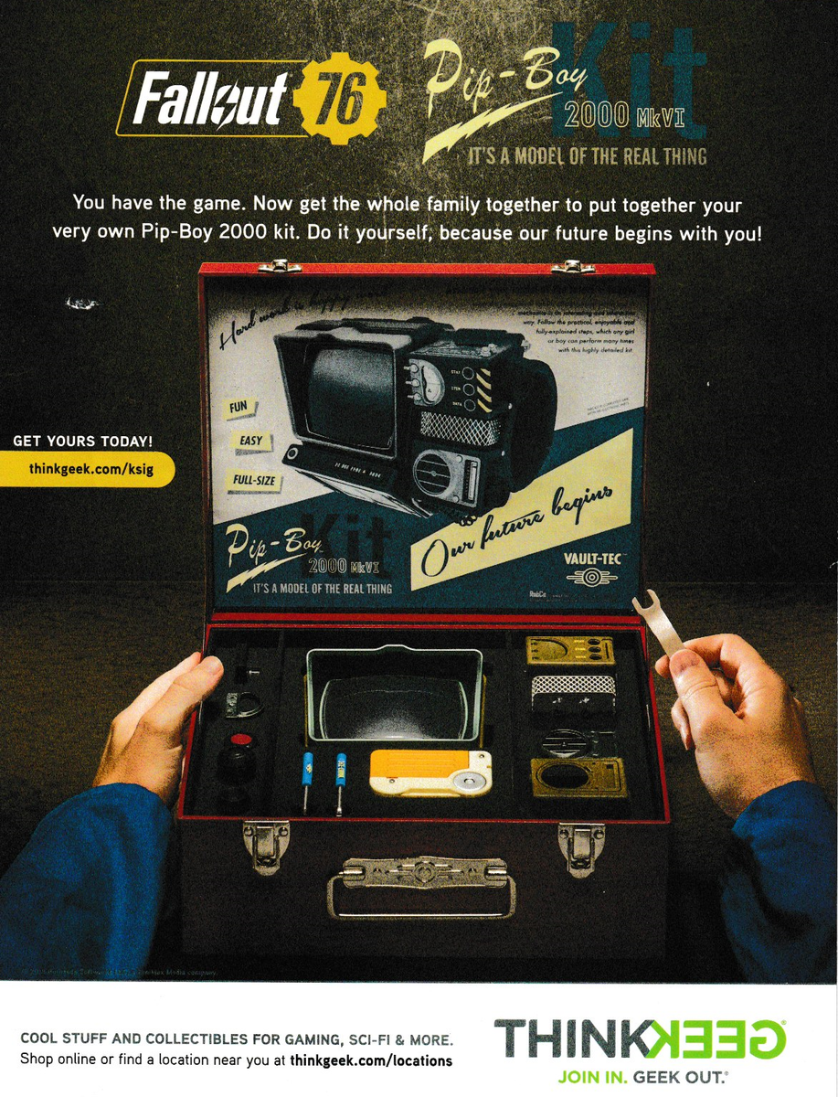 Fallout 76 Pip-Boy 2000 MkVI Kit Think Geek Print Ad / Poster
