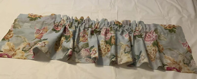  Domestications￼ Floral Primrose Peonies On Blue Valance 84x15  OOP